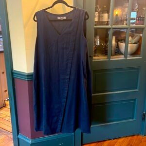 Flax black large linen dress